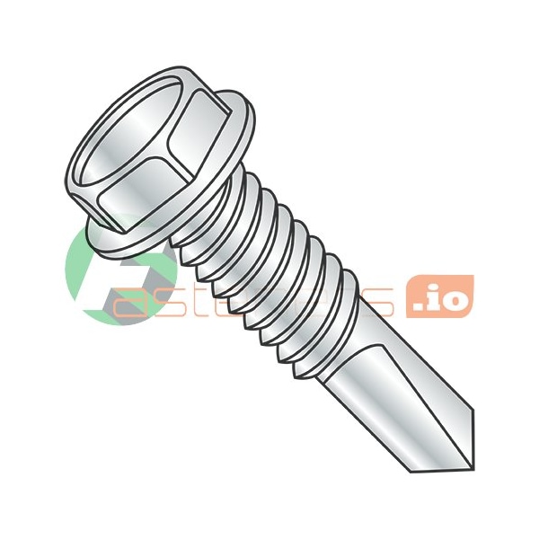 Newport Fasteners Self-Drilling Screw, 1/4"-20 x 1-1/4 in, Zinc Plated Steel Flange Hex Head External Hex Drive 770012 - main
